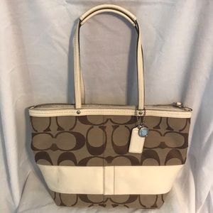 Coach Tan and Cream Tote Bag